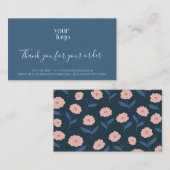 Blue Boho Floral Logo Vielen Dank für die Beilage Visitenkarte (Vorne/Hinten)