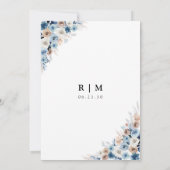 Blue Boho Floral Save the Date Card (Rückseite)