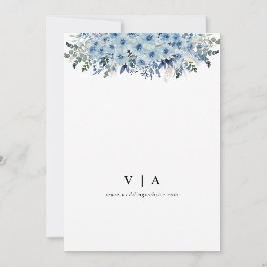 Blue Boho Floral Save the Date mit Foto (Rückseite)