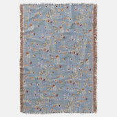 Blue Boho Floral Throw Blanket Decke (Vorderseite Vertikal)