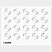 Blue Boho Floral Wedding Classic Round Sticker (Blatt)