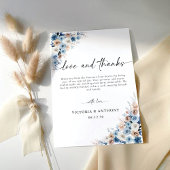 Blue Boho Floral Wedding Dankeschön Card Dankeskarte