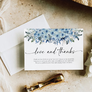 Blue Boho Floral Wedding Dankeschön Card Dankeskarte