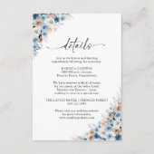 Blue Boho Floral Wedding Details Card Begleitkarte (Vorderseite)