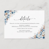 Blue Boho Floral Wedding Details Card Begleitkarte (Vorderseite)
