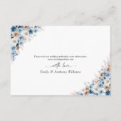 Blue Boho Floral Wedding Details Card Begleitkarte (Rückseite)