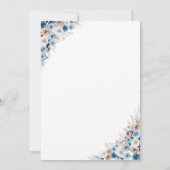 Blue Boho Floral Wedding Einladung (Rückseite)