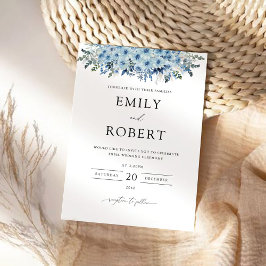 Blue Boho Floral Wedding Einladung