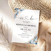 Blue Boho Floral Wedding Einladung