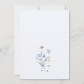 Blue Boho Floral Wedding Einladung (Rückseite)