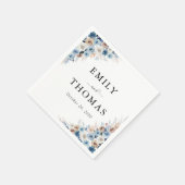 Blue Boho Floral Wedding Napkins Serviette (Ecke)