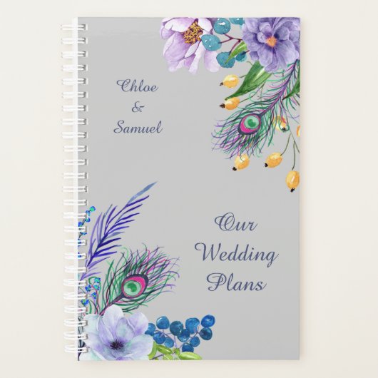 Blue Boho Floral Wedding Planer (Vorderseite)