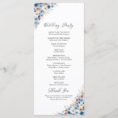 Blue Boho Floral Wedding Program Programm (Rückseite)