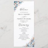 Blue Boho Floral Wedding Program Programm (Vorderseite)