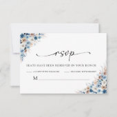 Blue Boho Floral Wedding RSVP Card Karte (Vorderseite)