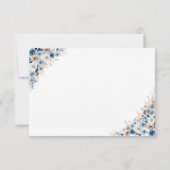 Blue Boho Floral Wedding RSVP Card Karte (Rückseite)