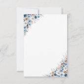 Blue Boho Floral Wedding RSVP Card Karte (Rückseite)