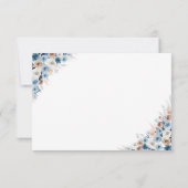 Blue Boho Floral Wedding RSVP Card Karte (Rückseite)
