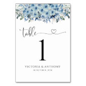 Blue Boho Floral Wedding Tischnummern (Vorderseite)