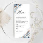 Blue Boho Floral Wedding Zeremony Menu Menükarte