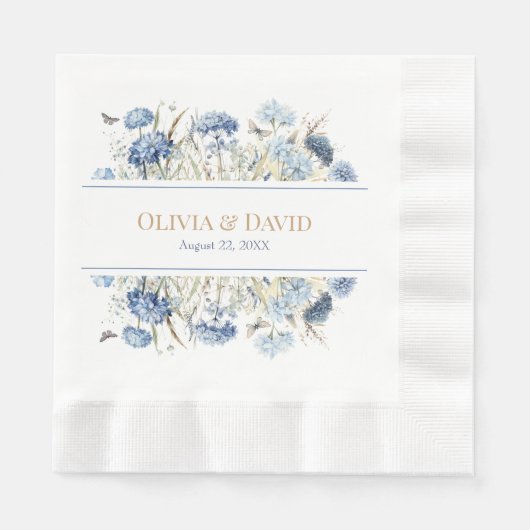 Blue Boho Garden Blume Hochzeiten von Napkins Serviette (Vorderseite)