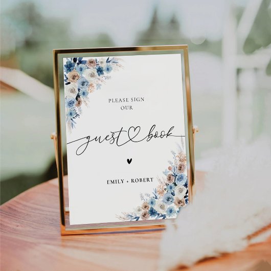 Blue Boho Guest Book Sign Sockelschild