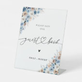 Blue Boho Guest Book Sign Sockelschild (Vorderseite)