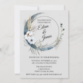 Blue Boho Half Moon Wedding Einladung (Vorderseite)