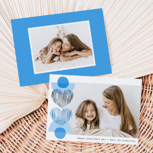 Blue Boho Hearts Foto Valentinstag Feiertagskarte
