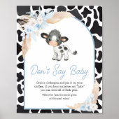 Blue Boho Highland Cow Baby Dusche Sage Baby nicht Poster (Vorne)