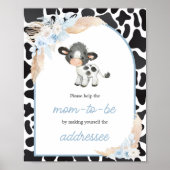 Blue Boho Highland Cow Baby Envelope Station Poster (Vorne)
