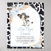 Blue Boho Highland Cow Baby Spate Night Diapers Poster (Vorne)