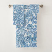Blue Boho Lace Paisley Pattern Badhandtuch Set (Insitu)
