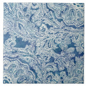 Blue Boho Lace Paisley Pattern Fliese (Vorderseite)