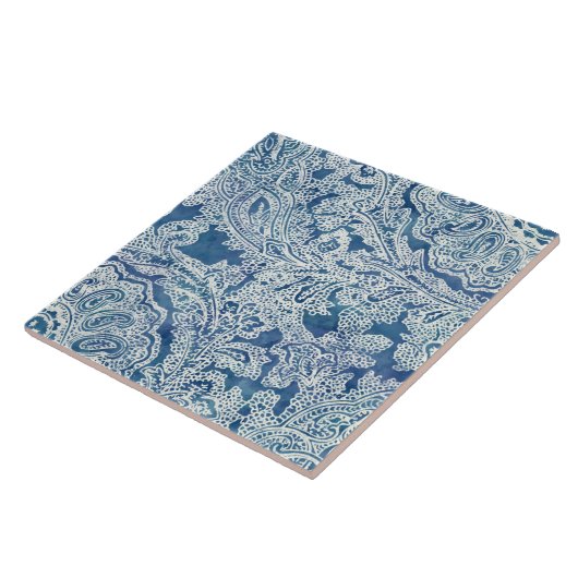 Blue Boho Lace Paisley Pattern Fliese (Seite)