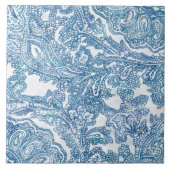 Blue Boho Lace Paisley Pattern Fliese (Vorderseite)