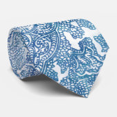 Blue Boho Lace Paisley Pattern Krawatte (Gerollt)