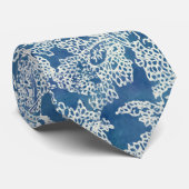 Blue Boho Lace Paisley Pattern Krawatte (Gerollt)