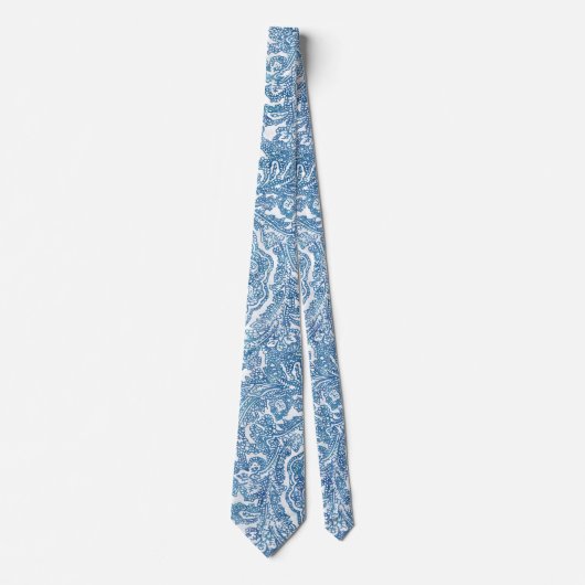 Blue Boho Lace Paisley Pattern Neck Tie Krawatte (Vorderseite)
