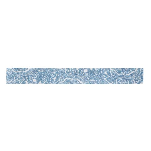 Blue Boho Lace Paisley Pattern Satinband (Vorderseite)
