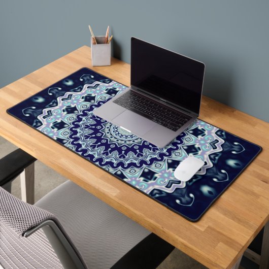 Blue Boho Mandala Schreibtischunterlage (Büro 2)