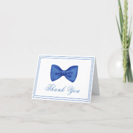 Blue Boho Minimalistisch Bow Frame Baby Dusche Dankeskarte
