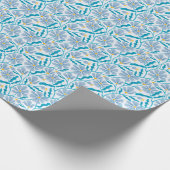 Blue Boho Mitte Jahrhundert Modernes Blumenmuster Geschenkpapier (Ecke)