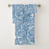 Blue Boho Paisley Pattern Badhandtuch Set (Insitu)