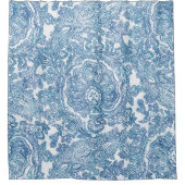 Blue Boho Paisley Pattern Duschvorhang (Vorderseite)