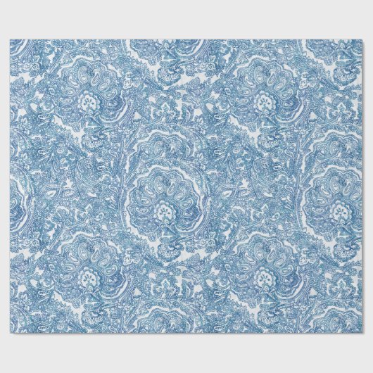 Blue Boho Paisley Pattern Geschenkpapier (Flach)