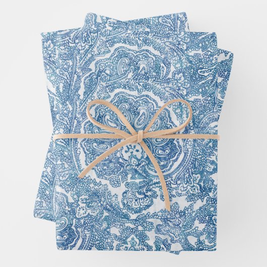 Blue Boho Paisley Pattern Geschenkpapier Set (Beispiel)