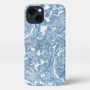 Blue Boho Paisley Pattern  iPhone 13 Hülle