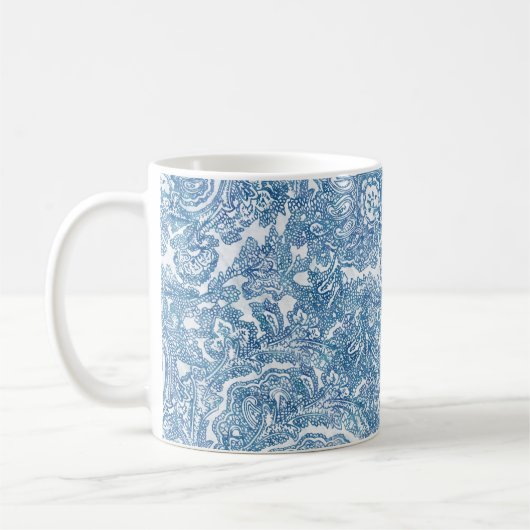 Blue Boho Paisley Pattern Kaffeetasse (Links)