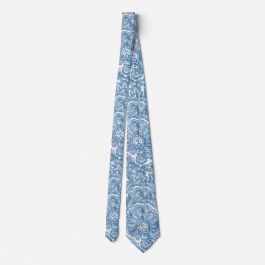 Blue Boho Paisley Pattern Krawatte (Rückseite)